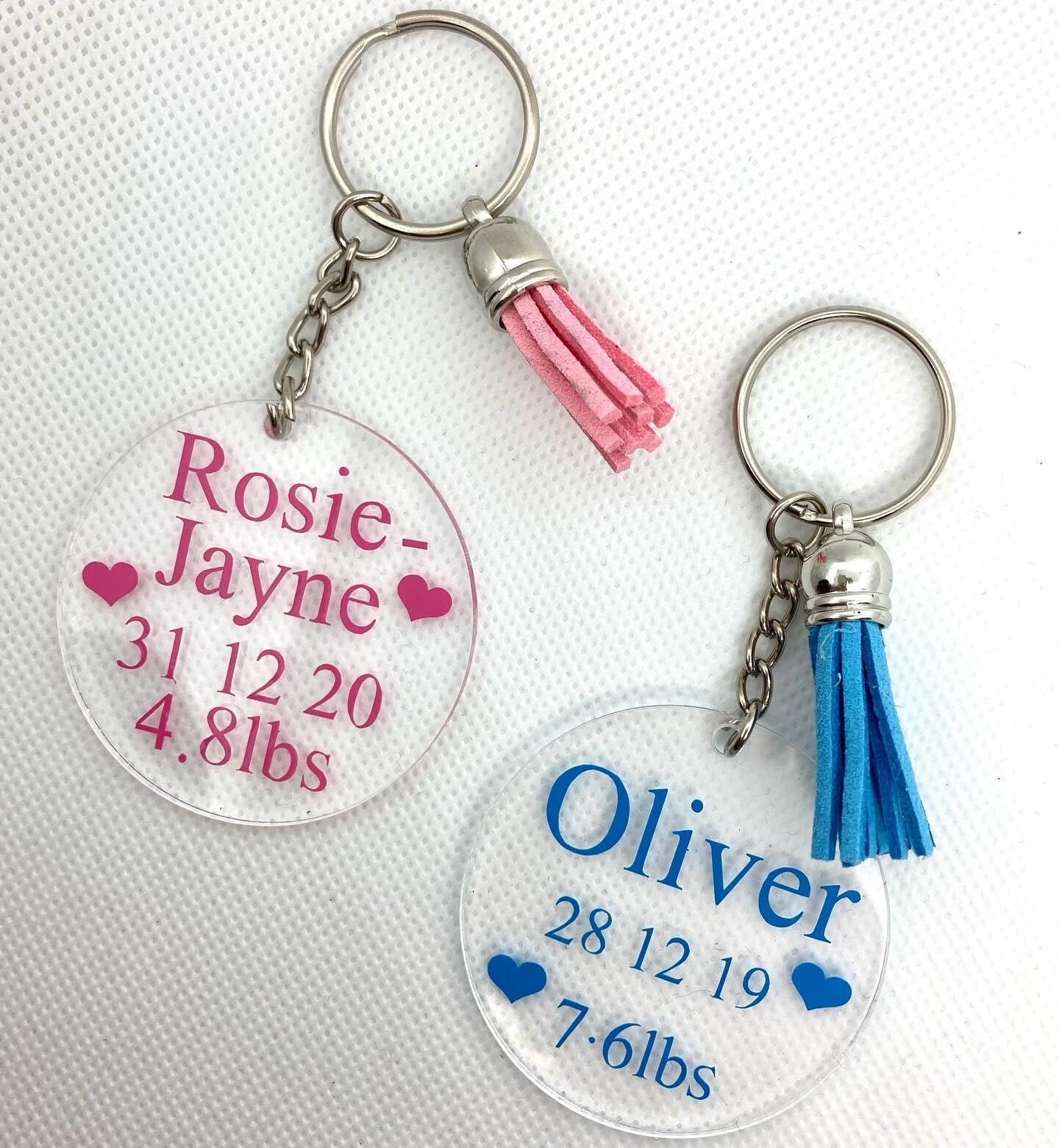 Personalised new baby keyring Etsy