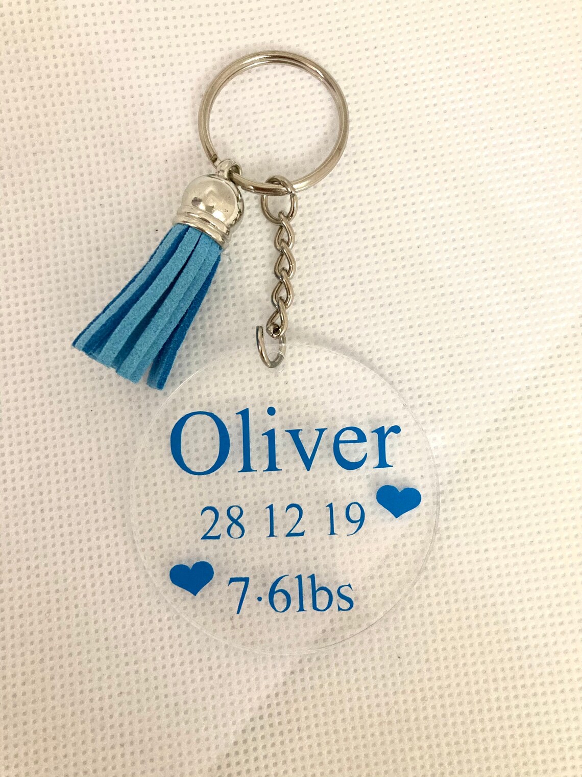 Personalised new baby keyring Etsy