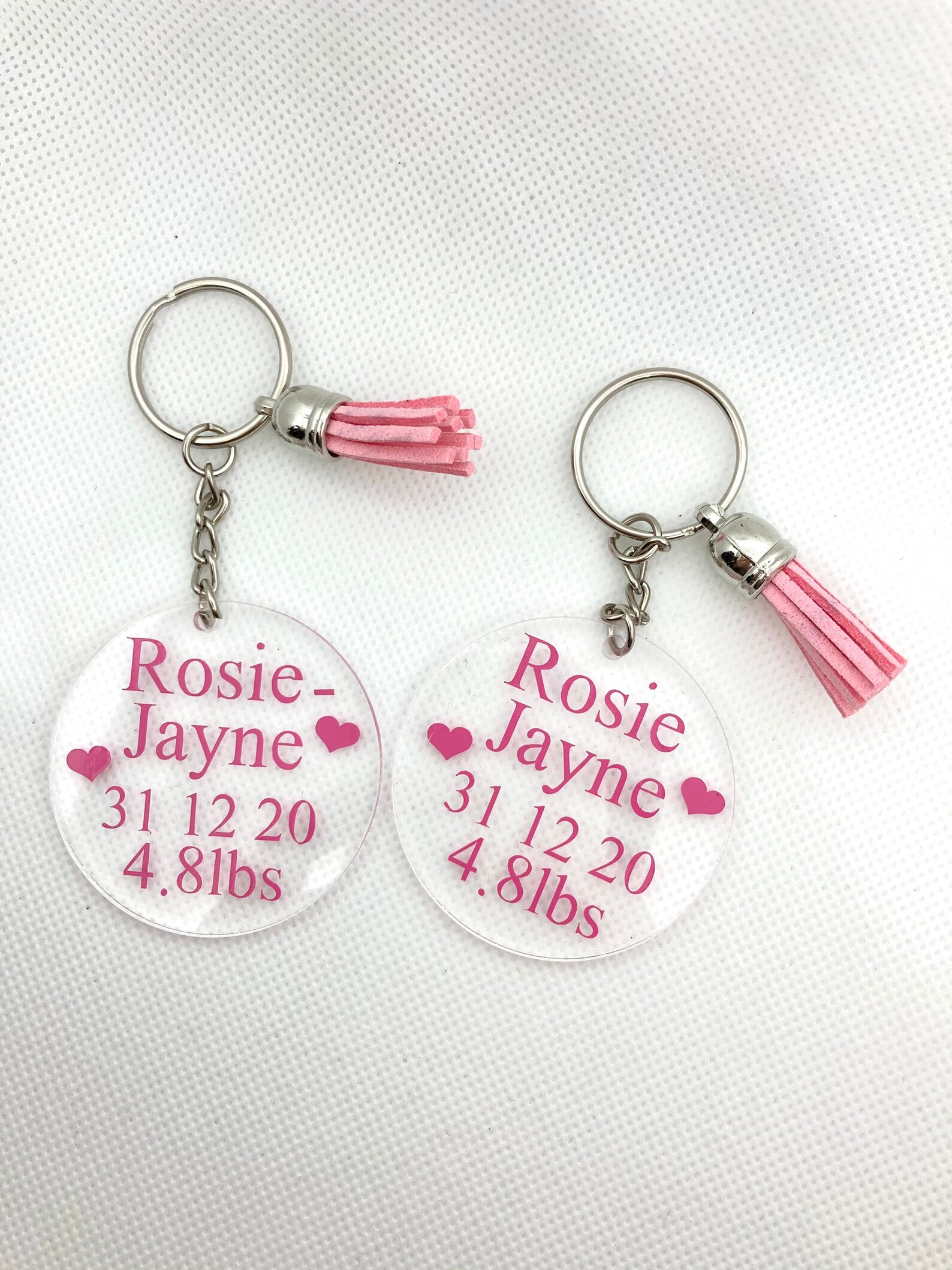 Personalised new baby keyring Etsy