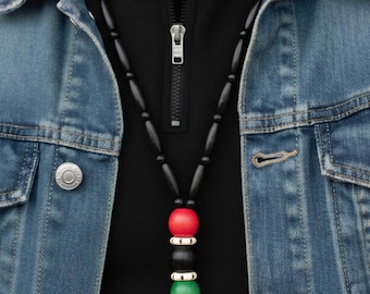 Pan African Necklace | Juneteenth Necklace | Red Black Green Necklace | Black History Accessories | Black Culture African Heritage Jewelry