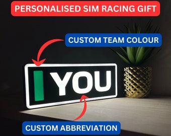 Personalized Sim Racing Gift, Name Abbreviation Sign with LED Lighting, F1