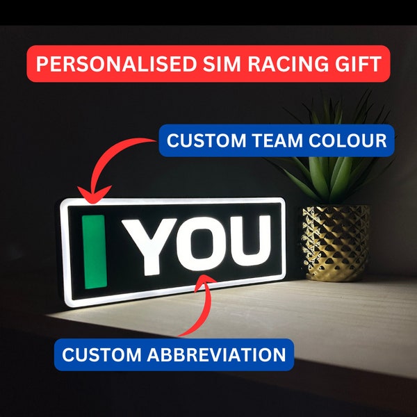 Personalized Sim Racing Gift, Name Abbreviation Sign with LED Lighting, F1