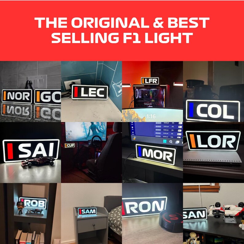 Oscar Piastri (Mclaren F1) Name Abbreviation F1 Light with LED Lighting, Formula 1, F1 Racing image 5