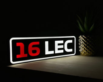 Charles Leclerc (Ferrari F1) Number & Name Abbreviation with LED Lighting, Formula 1, F1 Racing