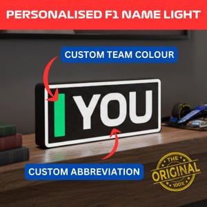 Personlig Formel 1-namnförkortning F1-lampa med LED-belysning, F1-racing, F1-present