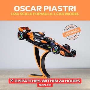 Oscar Piastri F1 1:24 McLaren Diecast Model Car on Formula 1 Team Colour Display Stand