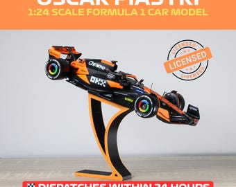 Oscar Piastri F1 1:24 McLaren Diecast Model Car on Formula 1 Team Colour Display Stand