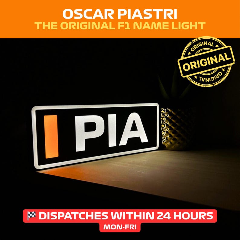 Oscar Piastri (Mclaren F1) Name Abbreviation F1 Light with LED Lighting, Formula 1, F1 Racing image 1