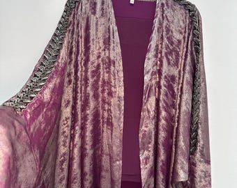 Metallic Abaya Kimono with Matching Scarf – Dubai Style