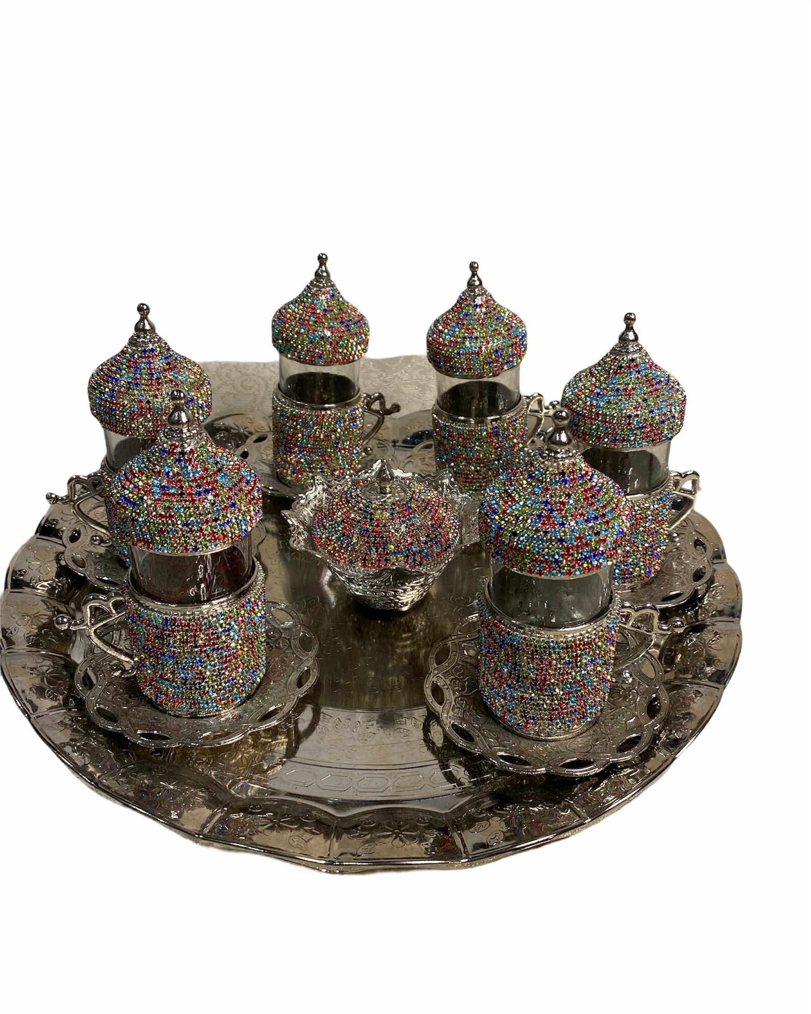 Elegant Turkish Tea Set comes with its tray and sugar bowl Etsy