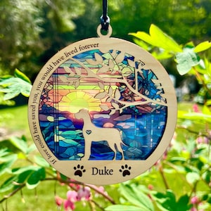 Dog Memorial Suncatcher, Breed Specific Pet Loss Gift, Perfect for dog lover, mixed breed, rescue dogs, service dogs