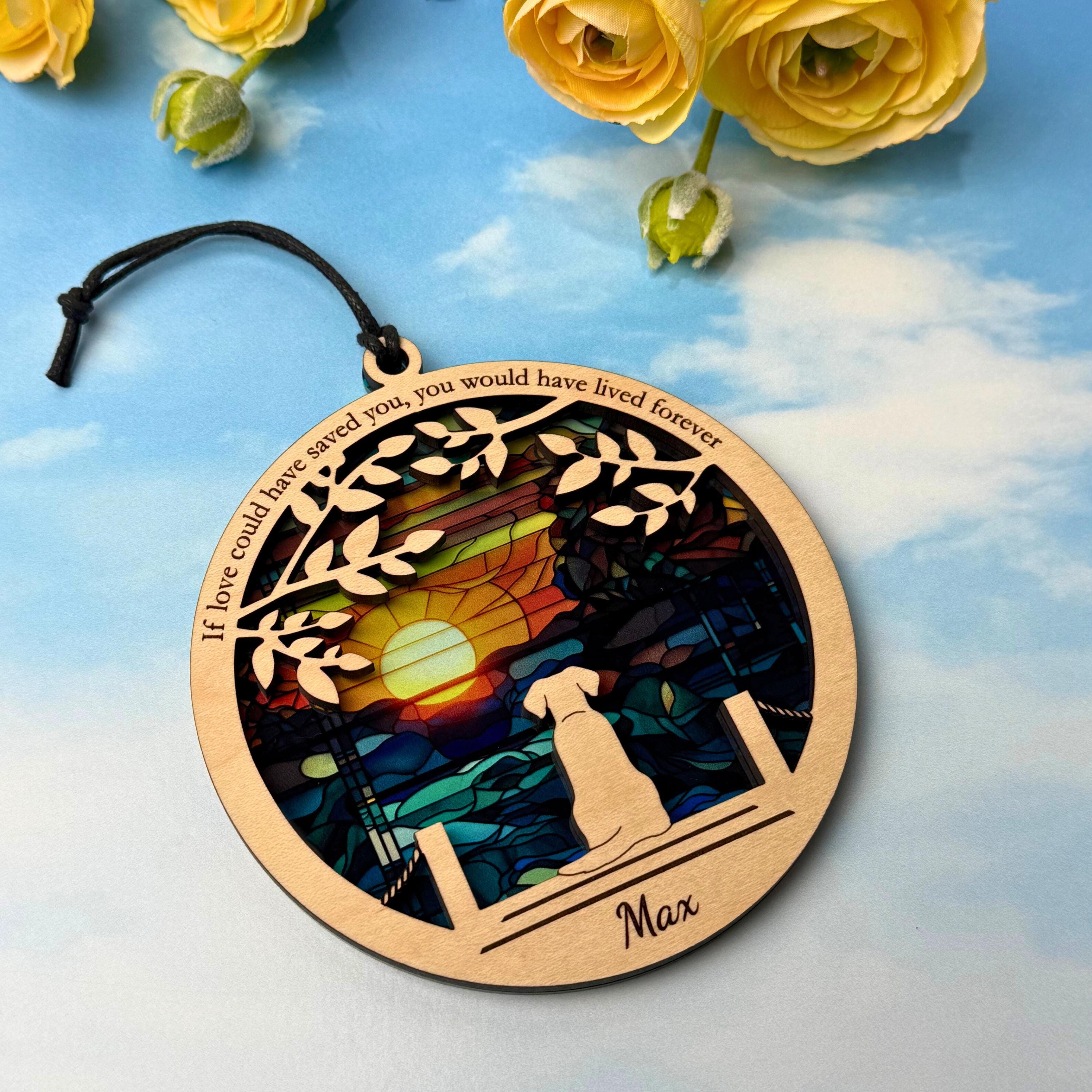 Custom Dog Memorial Suncatcher: Rainbow Bridge Pet Loss Gift - Etsy