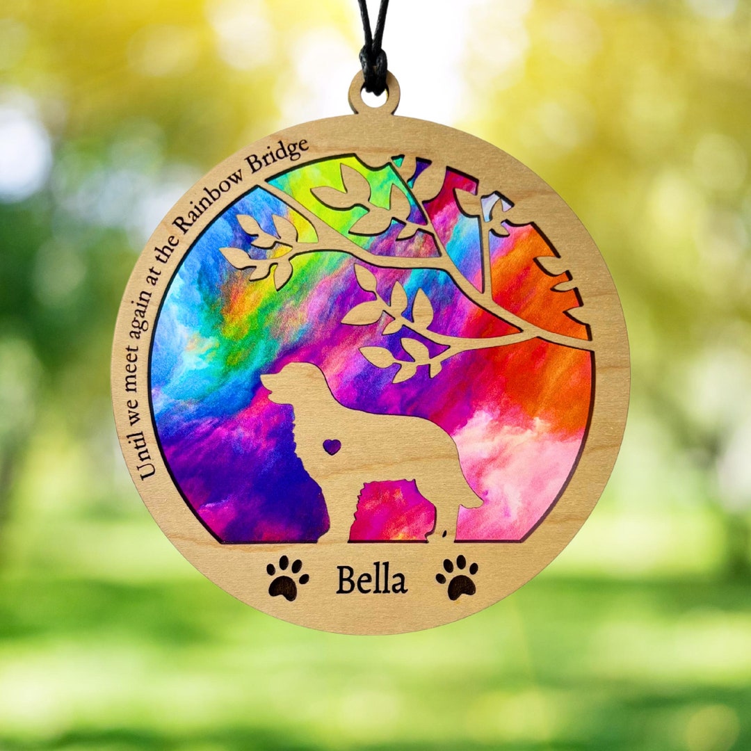 Personalized Dog Memorial Suncatcher: Rainbow Bridge Pet Loss Gift - Etsy