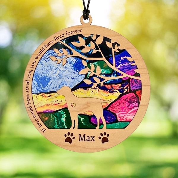 Dog Memorial Suncatcher, Personalized Pet Loss Gift, Personalized with Custom Breed, Name and Date