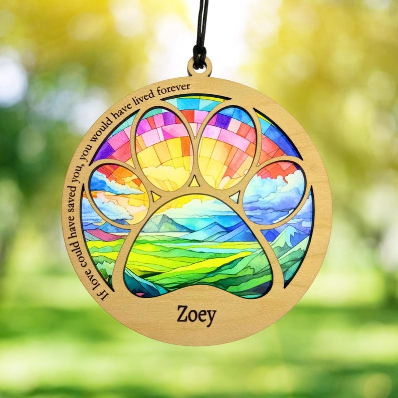 Personalized Pet Memorial Suncatcher – Paw Print Rainbow Bridge Gift - Etsy