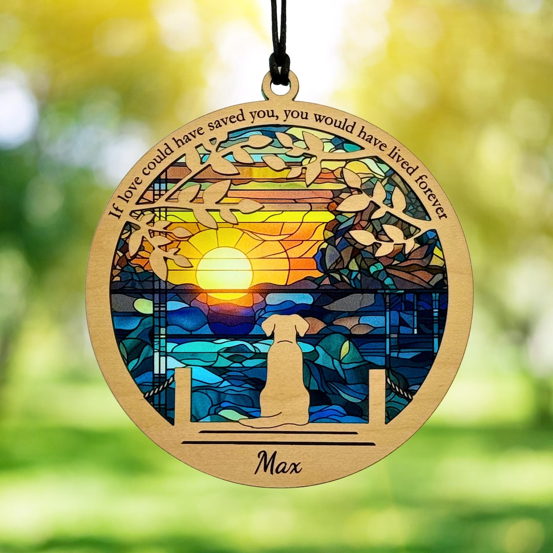 Custom Dog Memorial Suncatcher: Rainbow Bridge Pet Loss Gift - Etsy