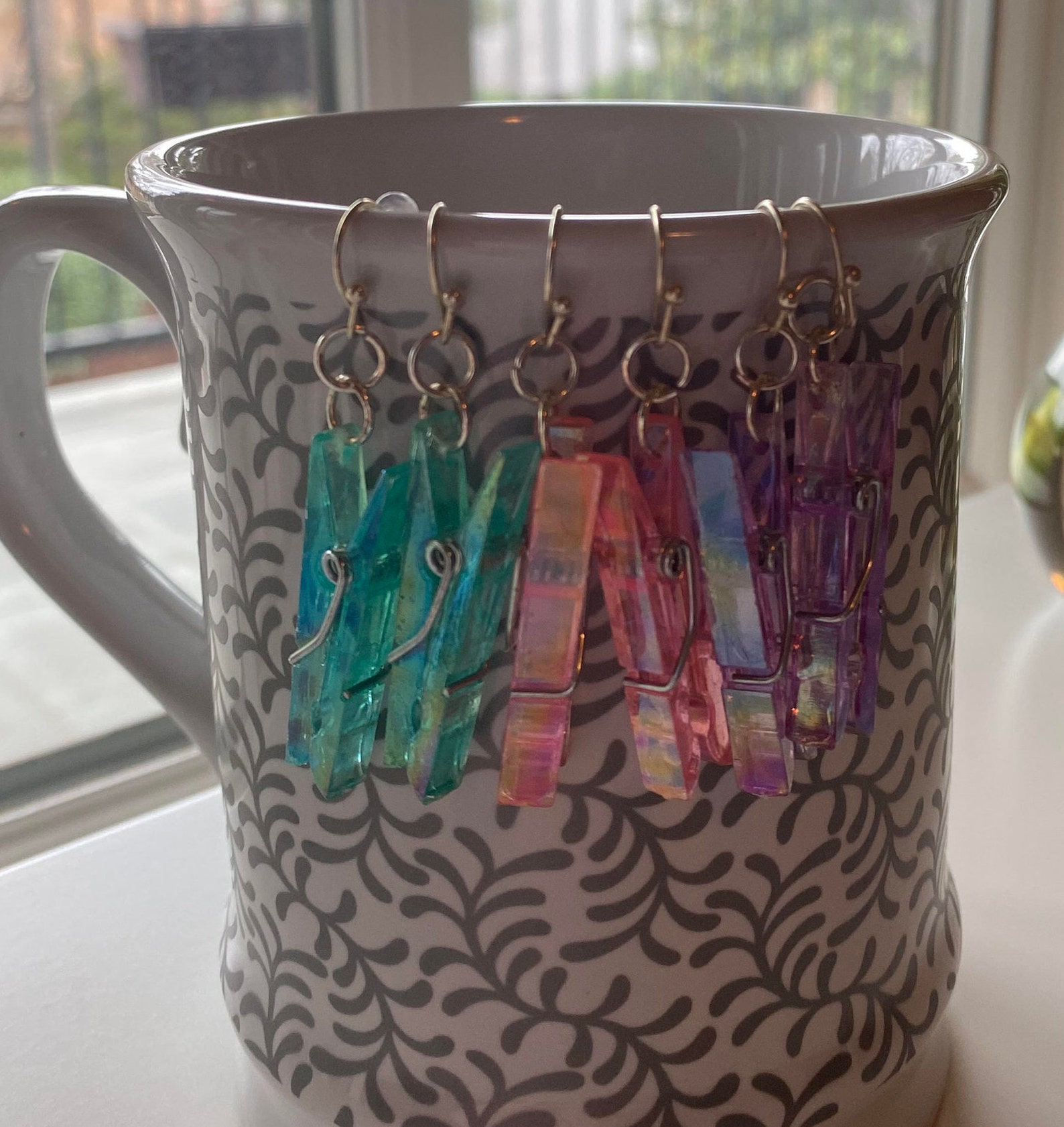 Colorful Clothespin Earrings Etsy