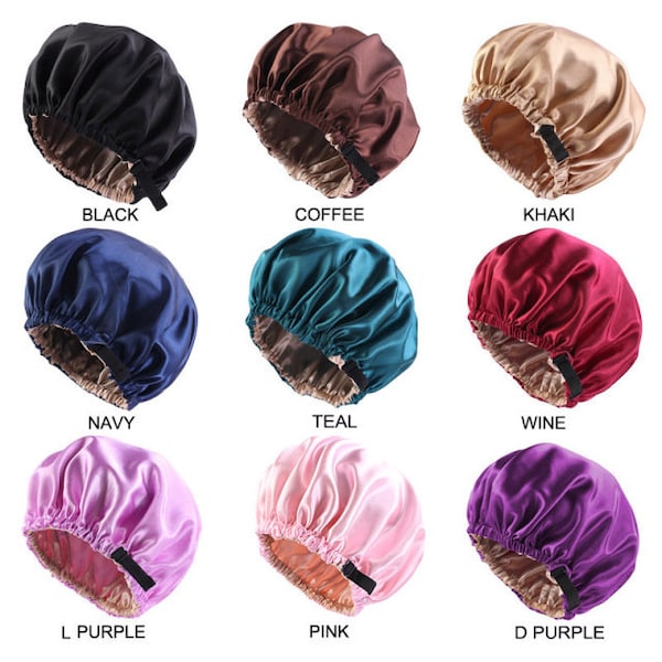 Satin/Silk ADJUSTABLE reversible sleeping bonnet | Cute hair accessory | Double adjust bonnet silk scarf tie-able for long wavy thick hair