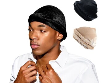 Bonnet turban doublé de soie turban avec tête prénouée, couvre-chef unisexe pour chimiothérapie, accessoire pour cheveux