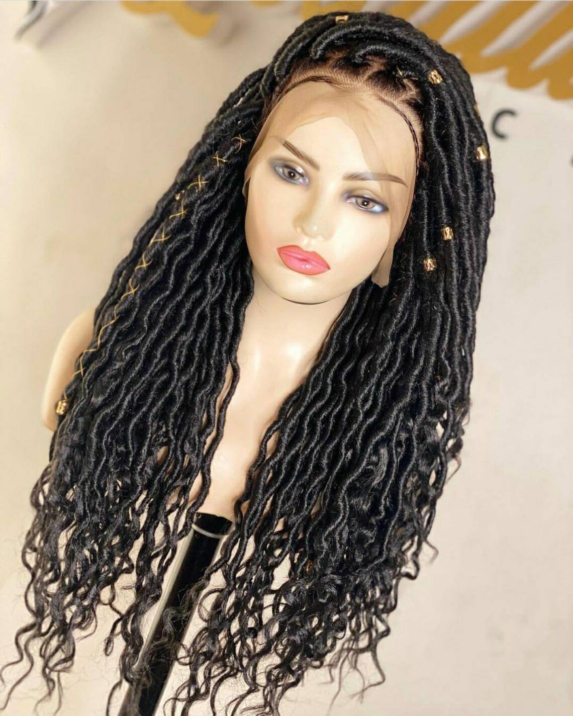 Goddess locs wig front lace wig lace front wig faux locks Etsy
