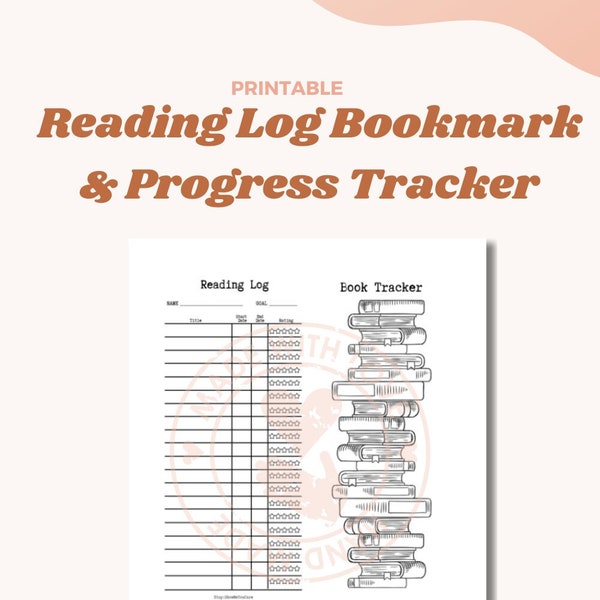 Reading log Bookmark, Book Tracker, Reading List, Progress Tracker, Library Card, Printable
