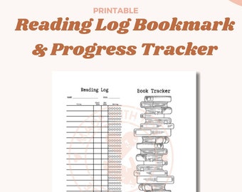 Reading log Bookmark, Book Tracker, Reading List, Progress Tracker, Library Card, Printable