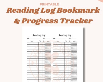 Reading log Bookmark, Reading List, Book Tracker, Library Card, Printable