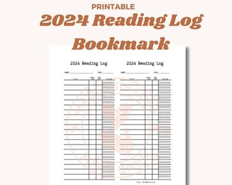 2024 Reading log Bookmark, Book Tracker, Reading List, Progress Tracker, Library Card, Printable