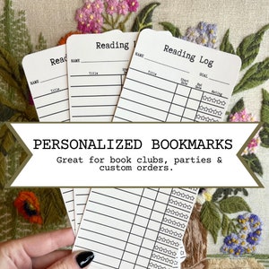 Custom bookmark,Reading Log Bookmark,Library Card Bookmark, Personalized Reading List Bookmark ,Vintage Library Bookmark