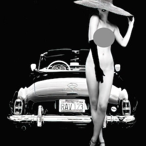 Mature, Stunning, Beautiful Body, Car, Elegant, Sexy, Great Legs, Vintage, Sensual, Mature, Poster, Wall Art, Multiple Sizes [202-531]