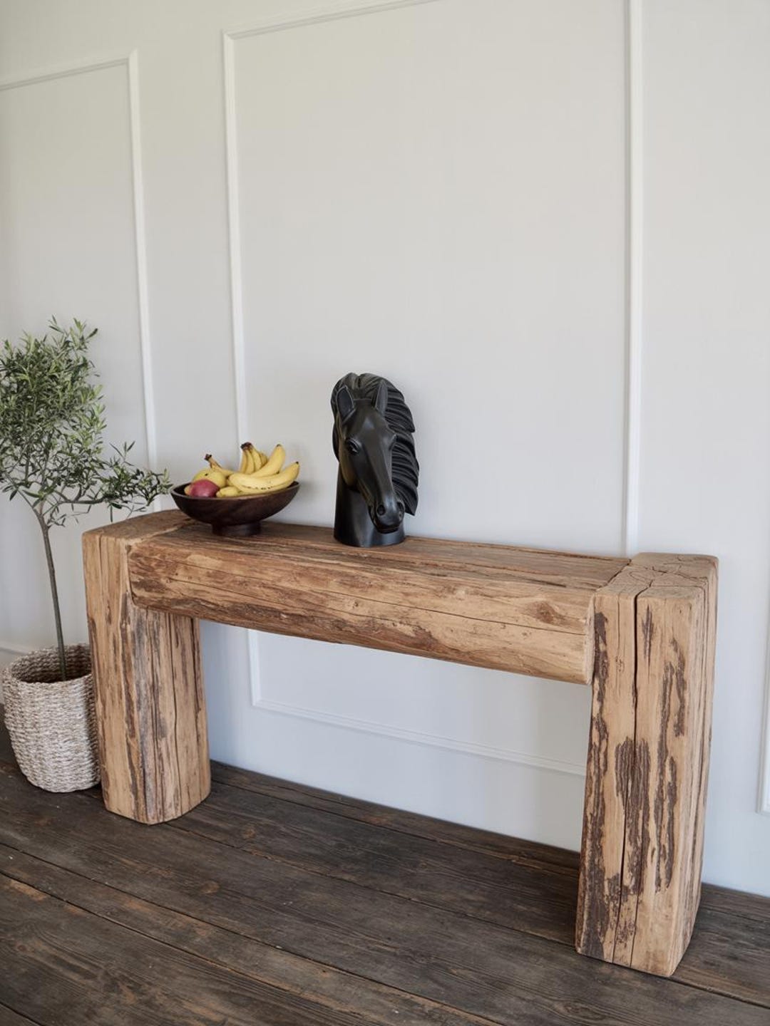 Old Beam Console Table | Rustic Reclaimed Wood Entryway Table | Organic ...