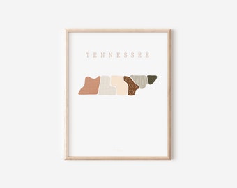 Tennessee Boho Minimalist Wall Art State Print  Gift for her Peach