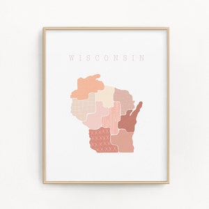 Wisconsin Boho Wall Decor State Print  Gift for her Minimalist Wall Art | DIGITAL DOWNLOAD