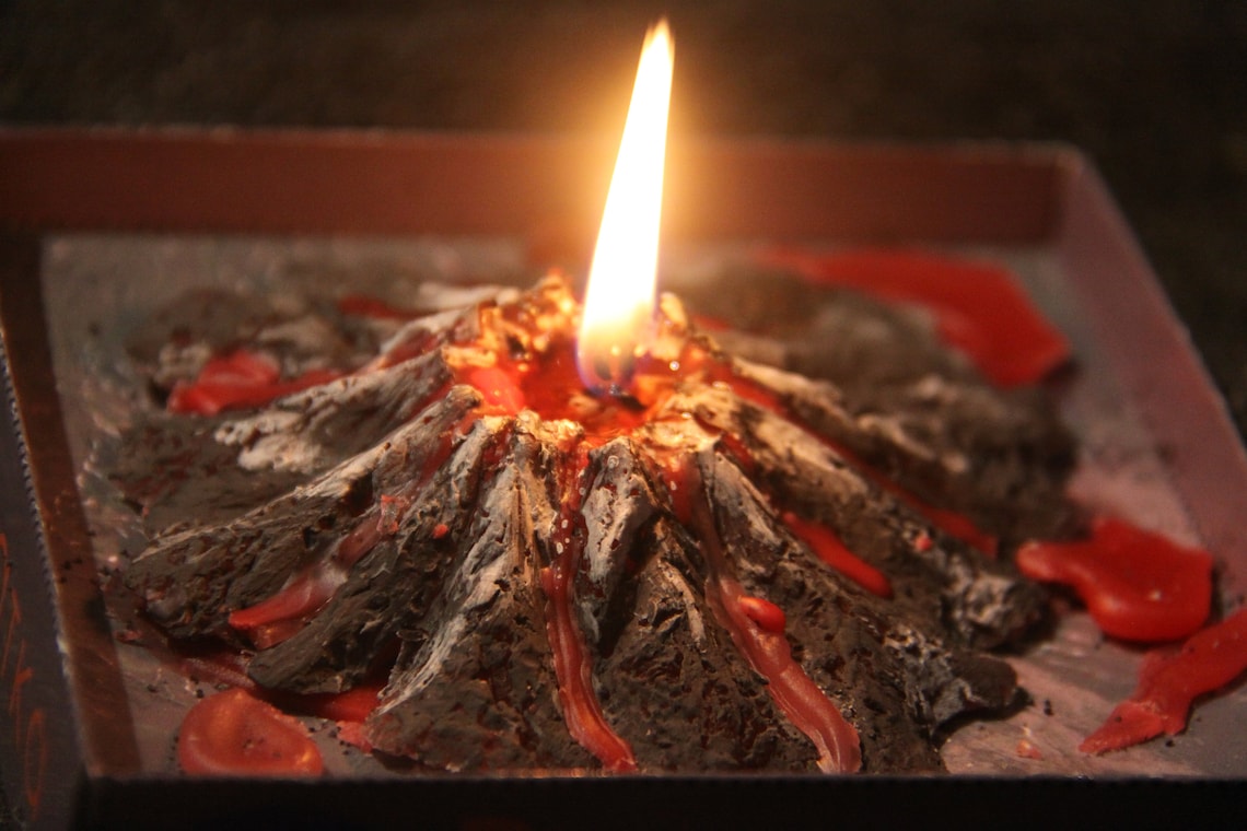 Halloween Volcano Candle Organic Beeswax Carved Candle Etsy