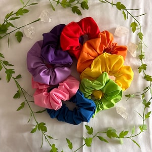 Rainbow Hair Scrunchies Cotton Scrunchies Multicoloured Scrunchies Hair Scrunchy Set Hair Accessories Gift for Her Bridesmaid Gift Hair