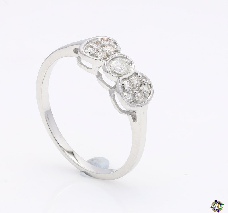 14K Gold Diamond Bow Ring, Diamond Ribbon Ring, White Gold Bow Tie Ring