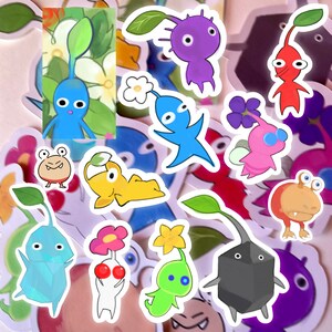 12 Set of Pikmin Stickers, Laminated Matte Stickers for Stationery and Decoration