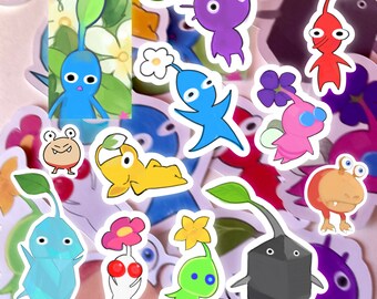12 Set of Pikmin Stickers, Laminated Matte Stickers for Stationery and Decoration