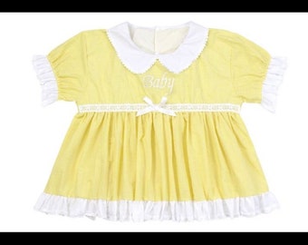 Embroidered Baby doll Dress yellow & white
