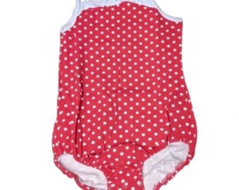 Ärmelloser Bodysuit aus gepunkteter Baumwolle für Erwachsene