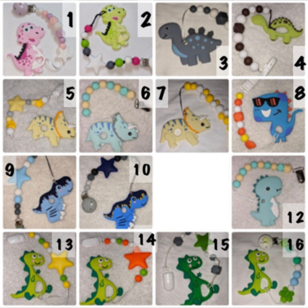 Adult Silicone Teether Pacifier Clip Dinosaur Etsy