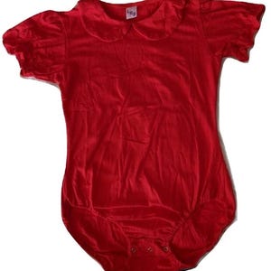 Red Cotton Collar Bodysuit