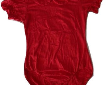 Red Cotton Collar Bodysuit
