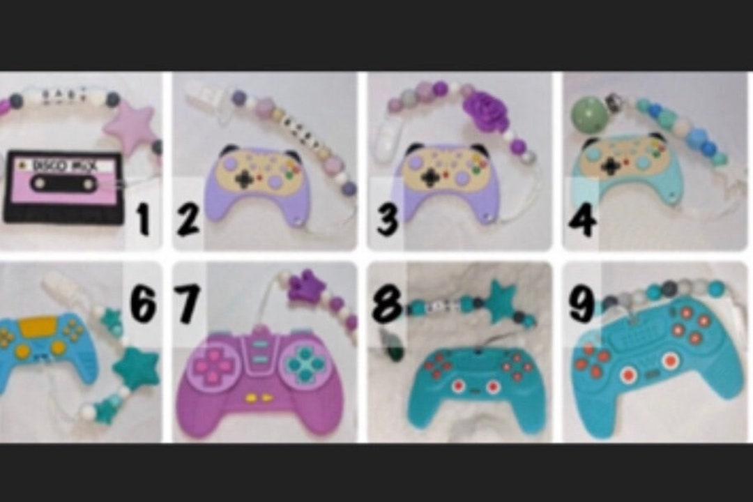 Adult Silicone Teether Pacifier Clip Video Game Etsy