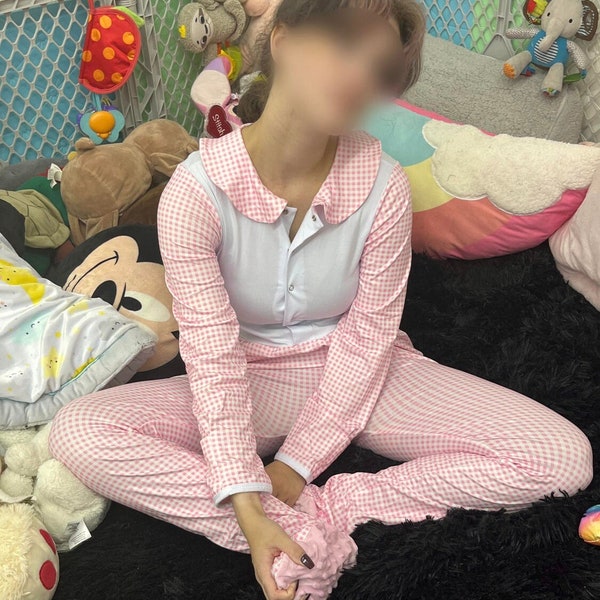 Lil bébé adulte 1pc pyjama footie adulte rose