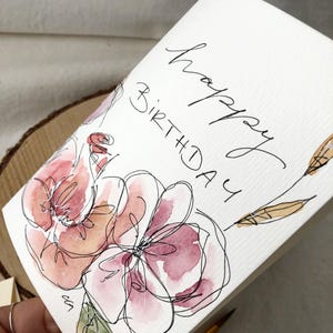 Geburtstagskarte original handgemalt in Aquarell Glückwunschkarte zum Geburtstag Geschenk Blumen mit Kuvert edel und hochwertig, kein Druck