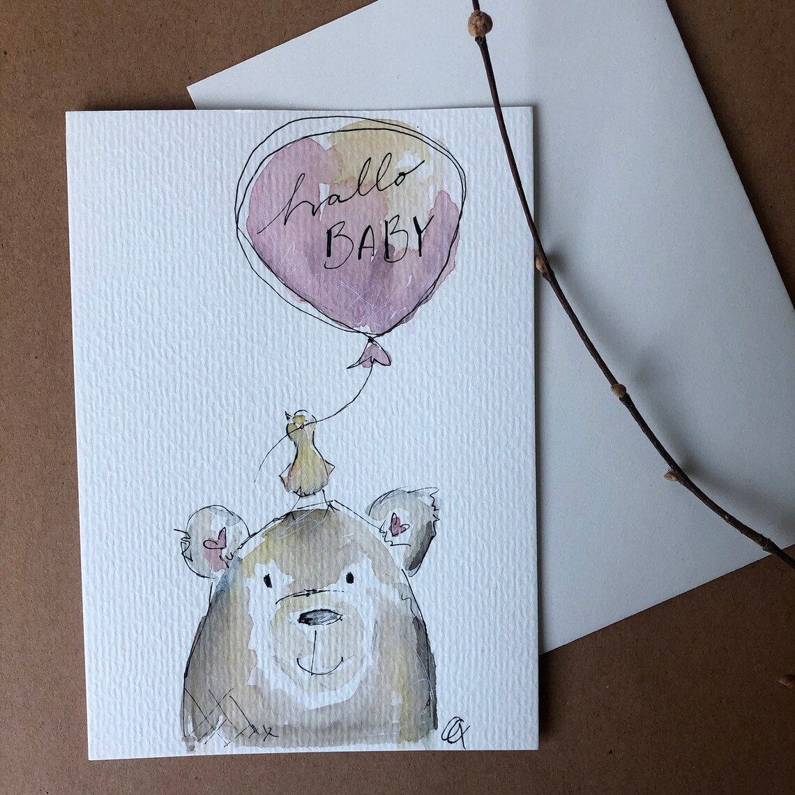 Handgemalte Aquarell Glückwunschkarte zur Geburt Original  Etsy