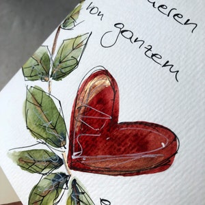 Hochzeitskarte original handgemalt in Aquarell Glückwunschkarte zur Hochzeit Geschenk Brautpaar Klappkarte edel und hochwertig kein Druck