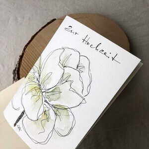 Original handgemalte Hochzeitskarte in Aquarell, Hochzeitseinladung, Zur Hochzeit, Jede ein Unikat, edel & hochwertig, Faltkarte, kein Druck