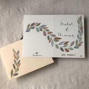 Wedding card originally hand-painted in watercolor, wedding gift, each card is unique, noble & high quality, folding card, no print